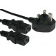 UK Mains - 2 x IEC C13 Female (Y Split) Cable - 2.5m