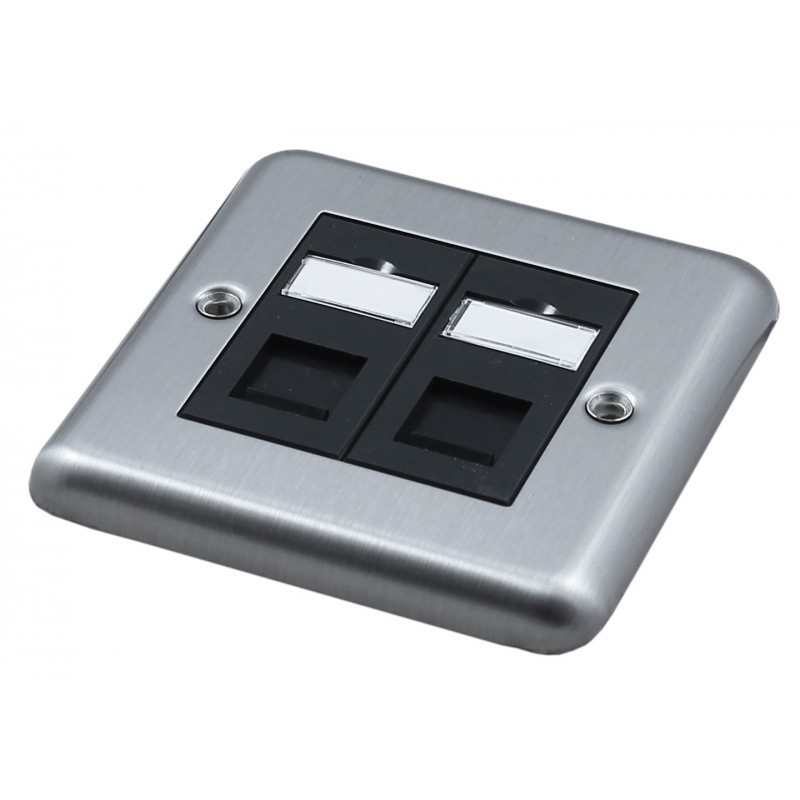 Singlegang Metal Faceplate with 2 Cat6 UTP Module Modules | Cat6