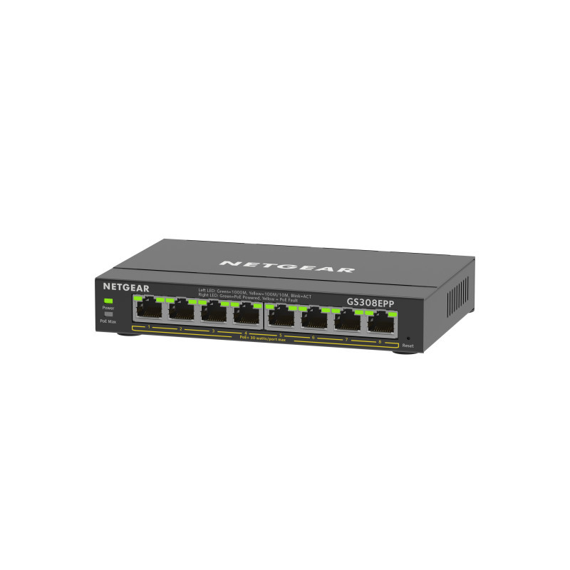 ETGEAR GS308EPP Managed L2/L3 Gigabit Ethernet (10/100/1000) Power over Ethernet (PoE) Black ETGEAR GS308EPP Managed L2/L3 Gigabit Ethernet (10/100/1000) Power over Ethernet (PoE) Black