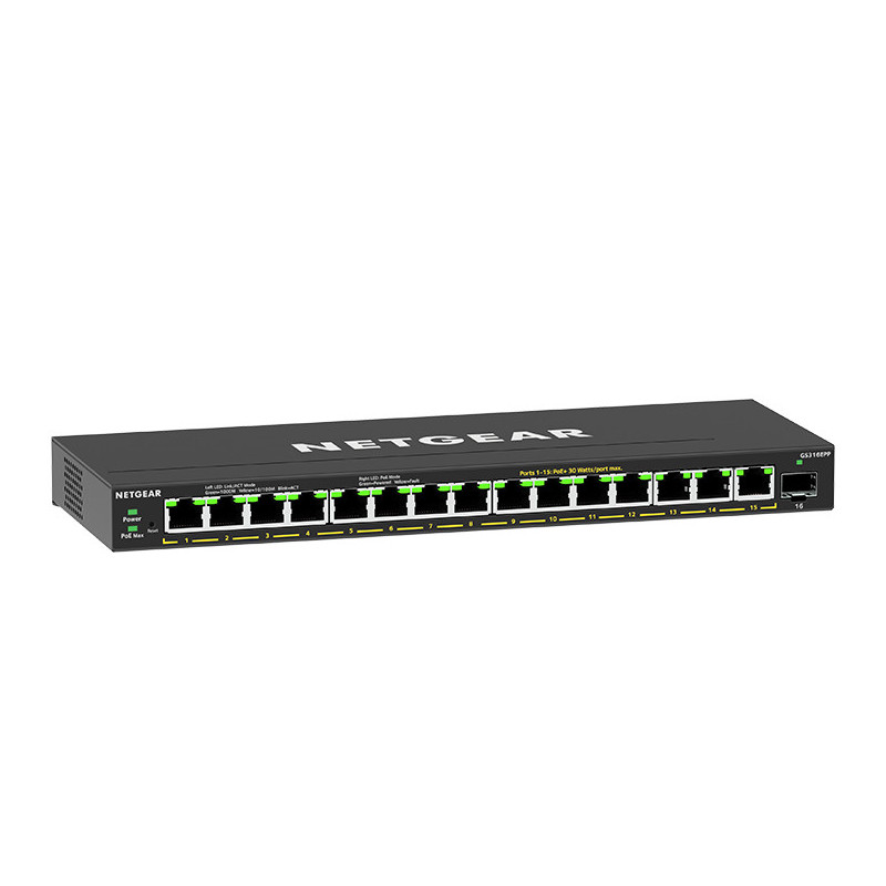 ETGEAR GS316EPP Managed Gigabit Ethernet (10/100/1000) Power over Ethernet (PoE) Black ETGEAR GS316EPP Managed Gigabit Ethernet (10/100/1000) Power over Ethernet (PoE) Black