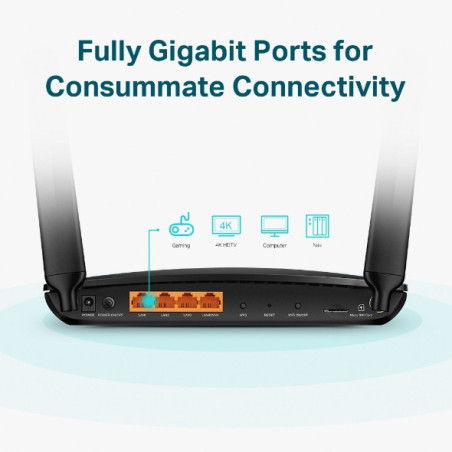 P-Link Archer MR600 wireless router Gigabit Ethernet Dual-band (2.4 GHz / 5 GHz) 4G Black