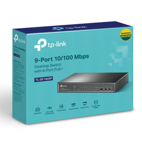 P-Link 9-Port 10/100Mbps Desktop Switch with 8-Port PoE+