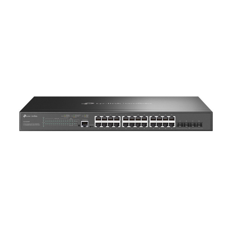 P-Link Omada 24-Port Gigabit and 4-Port 10GE SFP+ L2+ Managed Switch with 24-Port PoE+