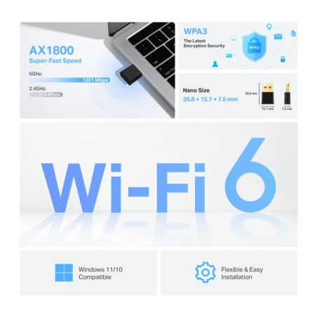 P-Link AX1800 Nano Wi-Fi 6 Wireless USB Adapter