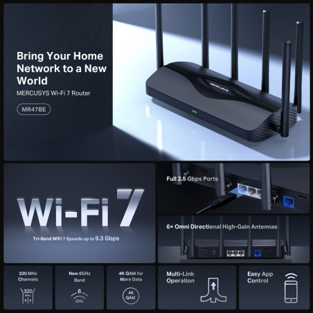 ercusys BE9300 Tri-Band Wi-Fi 7 Router